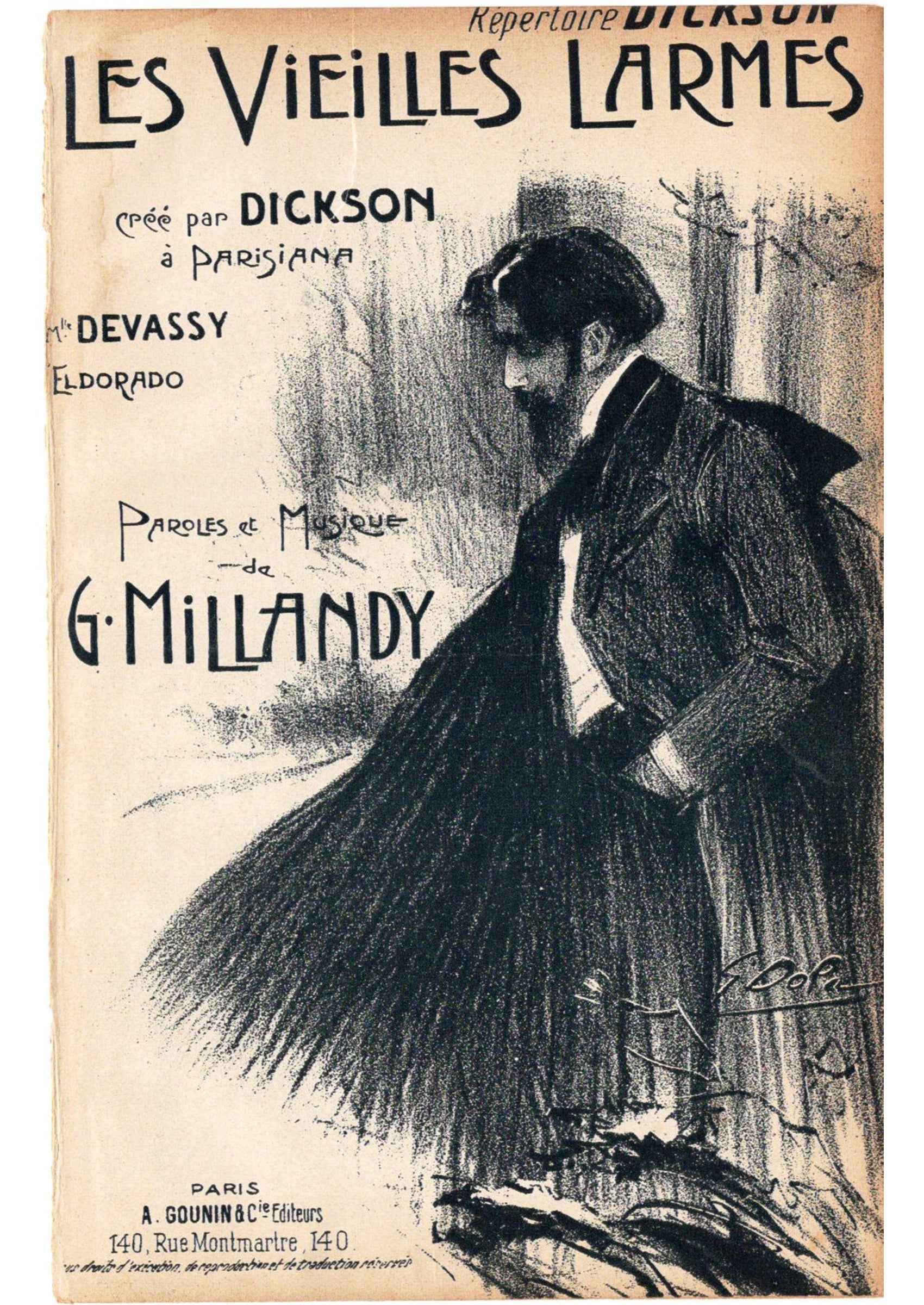 ≪古い涙(Les Vieilles Larmes)≫ ca.1900年 シャンソン楽譜