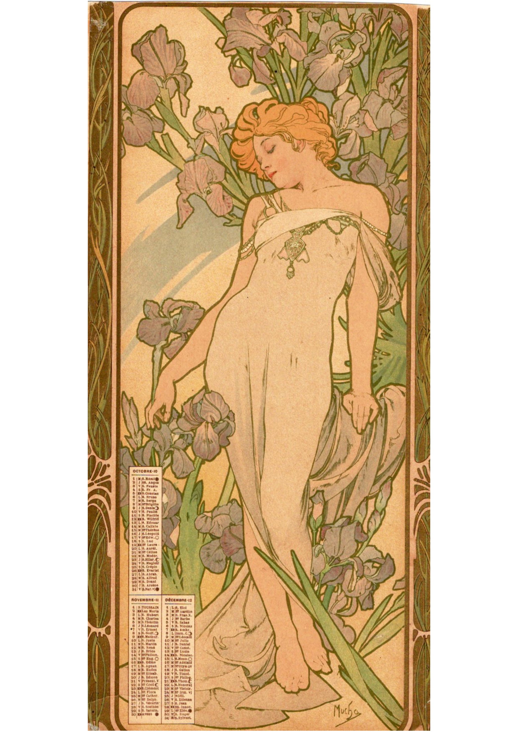 アルフォンス・ミュシャ ≪四つの花 アイリス≫ 1902年 カレンダーリトグラフ