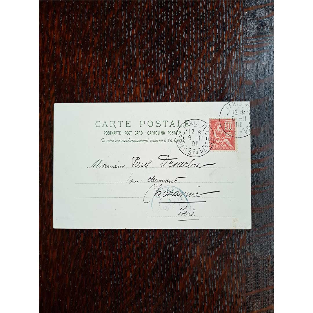 Alphonse Mucha "Cocorico First Issue" 1901 postmark antique postcard