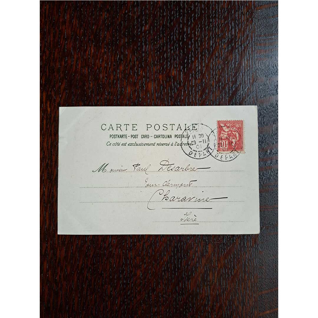 Alphonse Mucha "Paris World's Fair 1900" Antique postcard with 1901 postmark