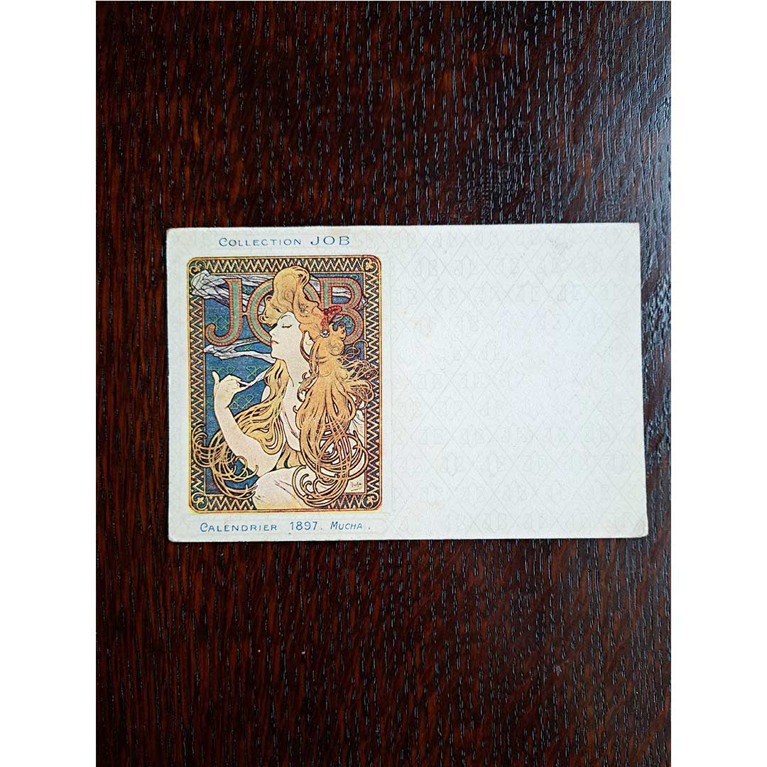 Alphonse Mucha "Job Calendar 1897" circa 1907 Antique postcard