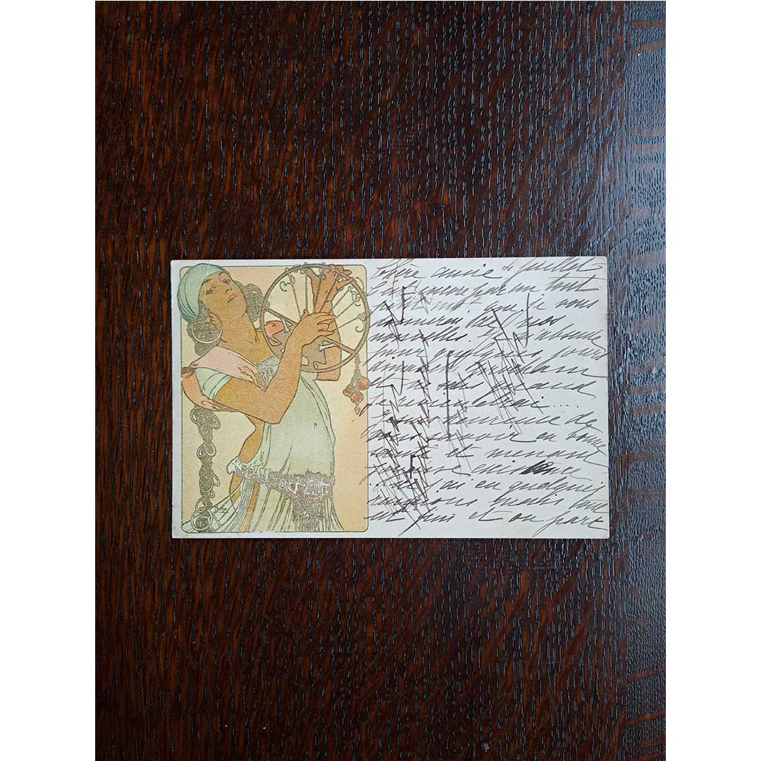 アルフォンス・ミュシャ ≪サロメ≫ 1907年消印 アンティーク絵はがき