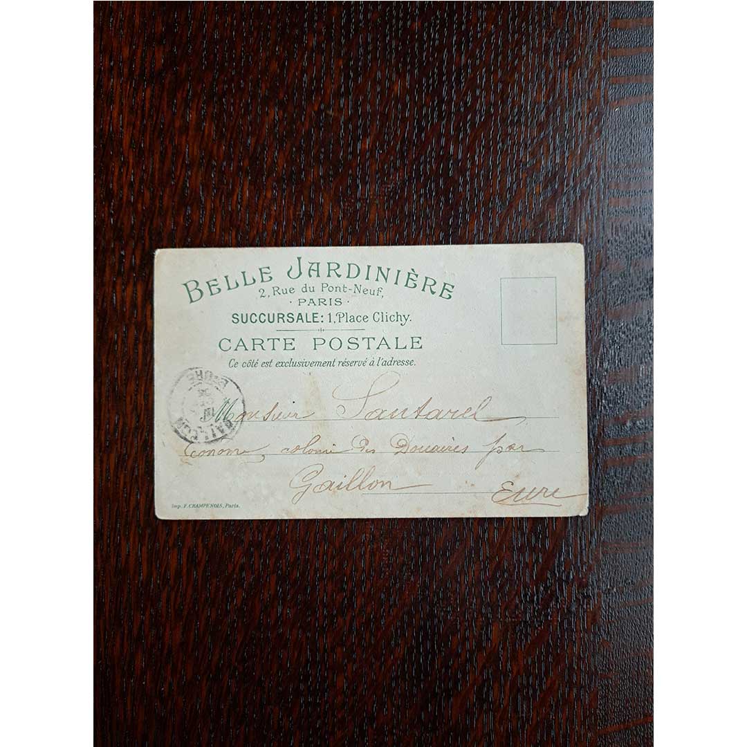 アルフォンス・ミュシャ ≪夜の安らぎ≫ 1904年消印 アンティーク絵はがき