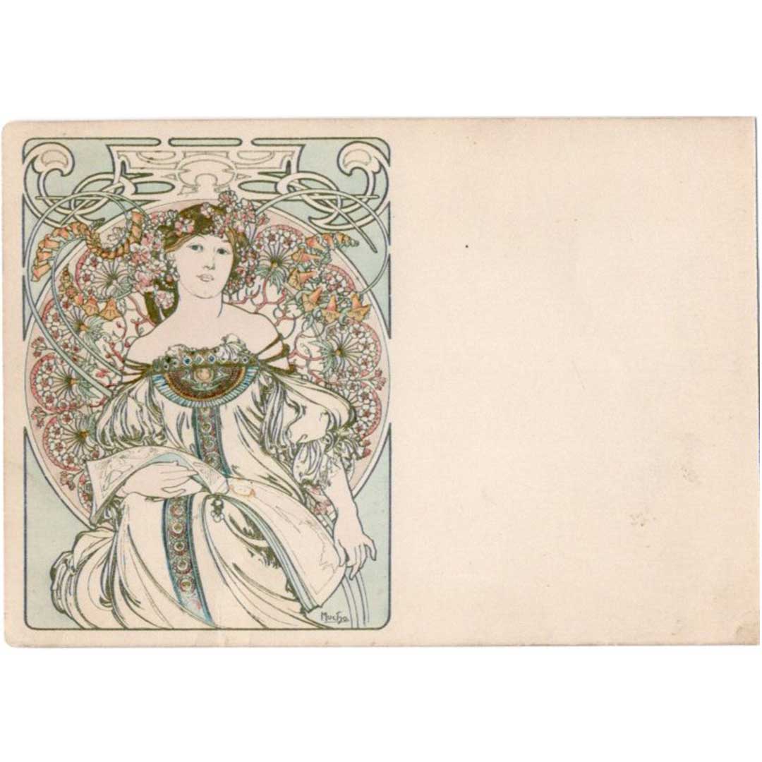 アルフォンス・ミュシャ ≪夢想≫ 1900年 アンティーク絵はがき