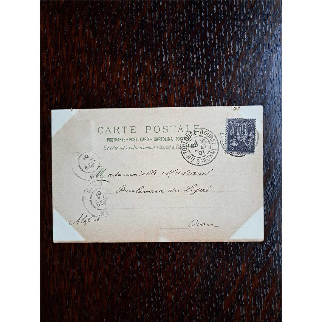 アルフォンス・ミュシャ ≪シャンパンメニュー≫ 1901年消印 アンティーク絵はがき