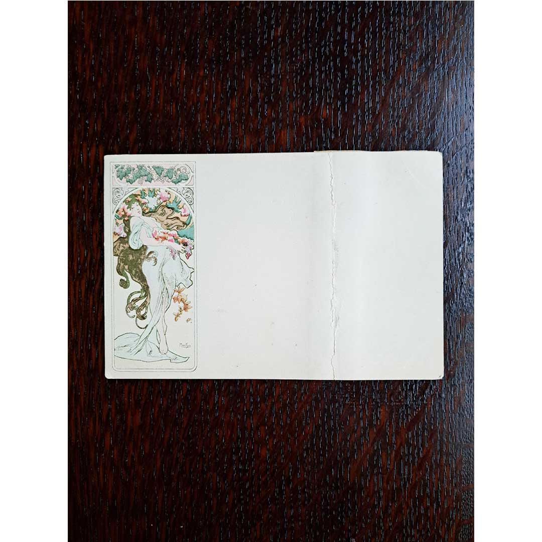 アルフォンス・ミュシャ ≪秋―四季≫ 1900年 アンティーク絵はがき