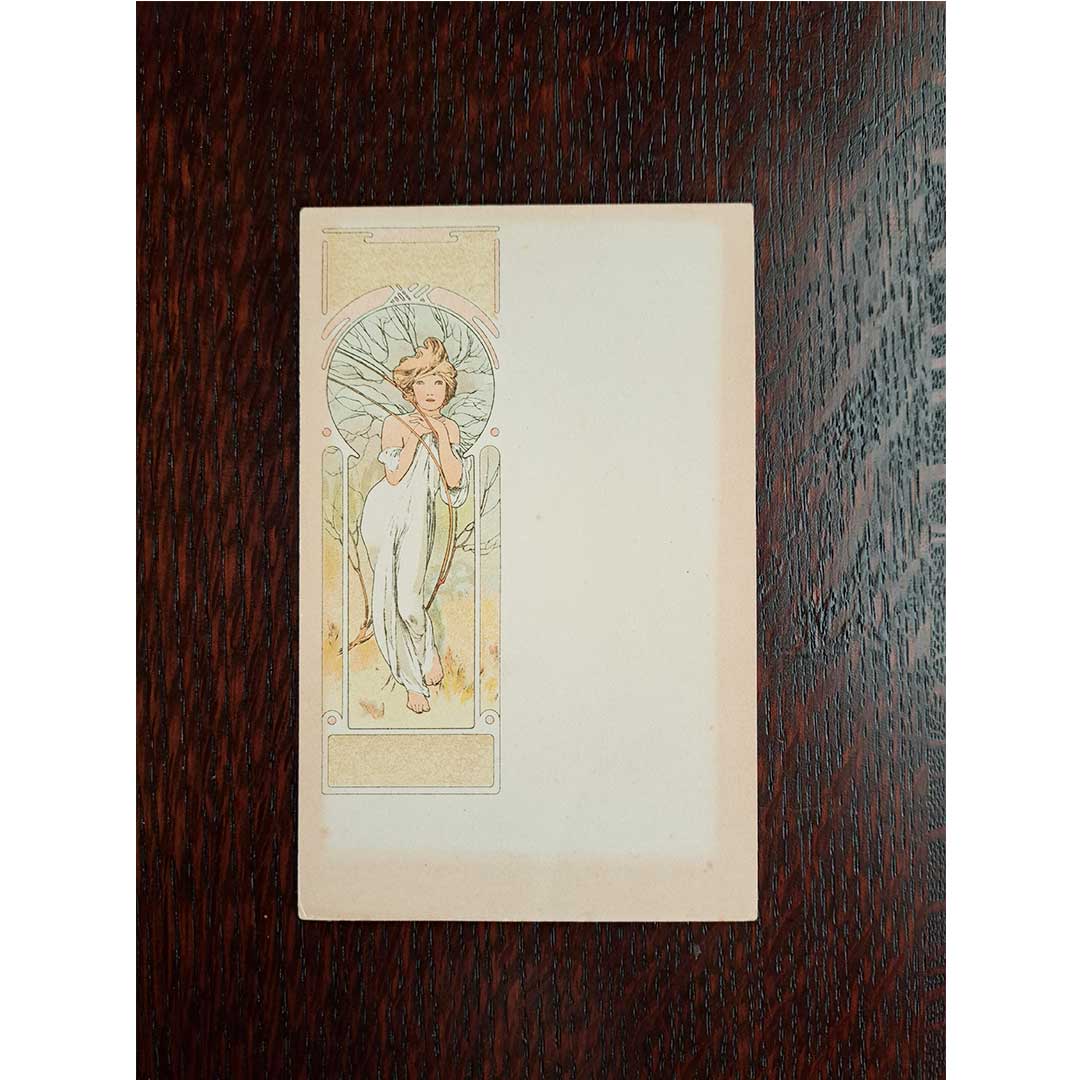 アルフォンス・ミュシャ ≪春―四季≫ ベリアコレクション 1900年 アンティーク絵はがき