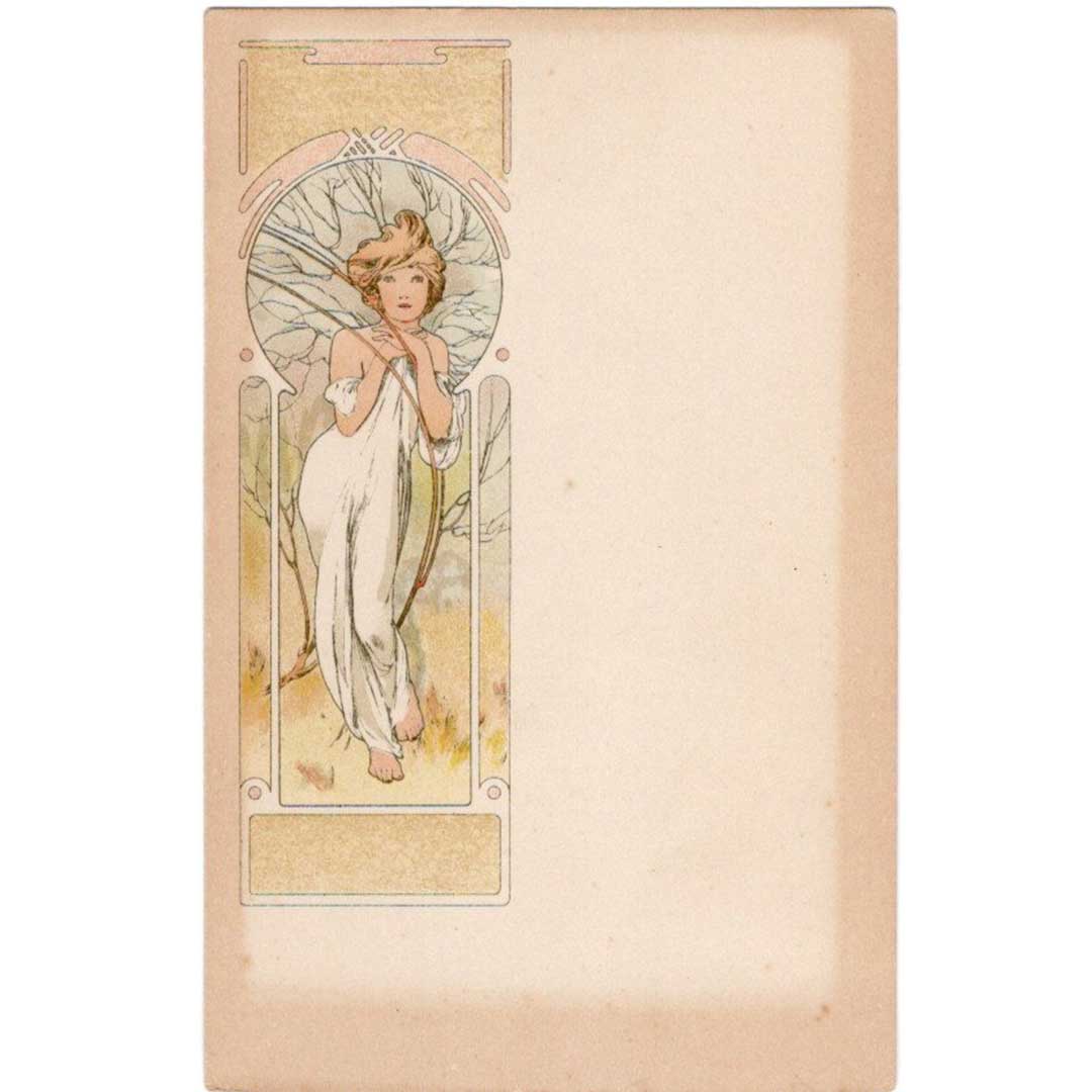 アルフォンス・ミュシャ ≪春―四季≫ ベリアコレクション 1900年 アンティーク絵はがき