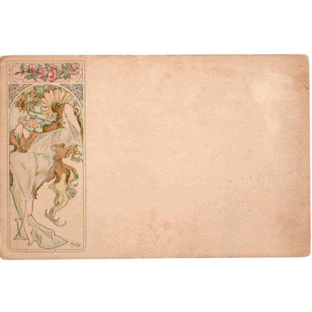 アルフォンス・ミュシャ ≪夏―四季≫ 1900年 アンティーク絵はがき