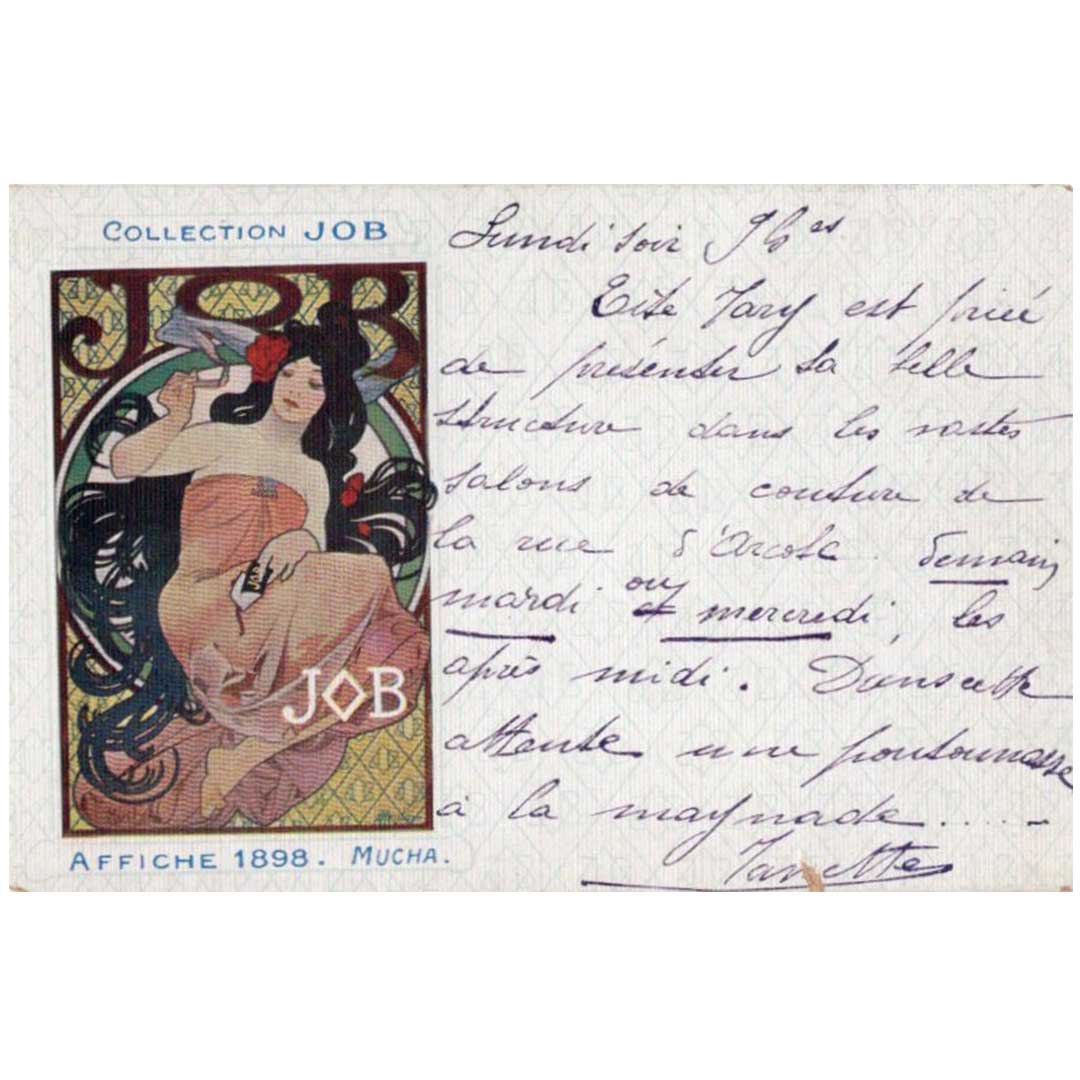 アルフォンス・ミュシャ ≪ジョブのポスター1898年≫ 1907年頃 アンティーク絵はがき