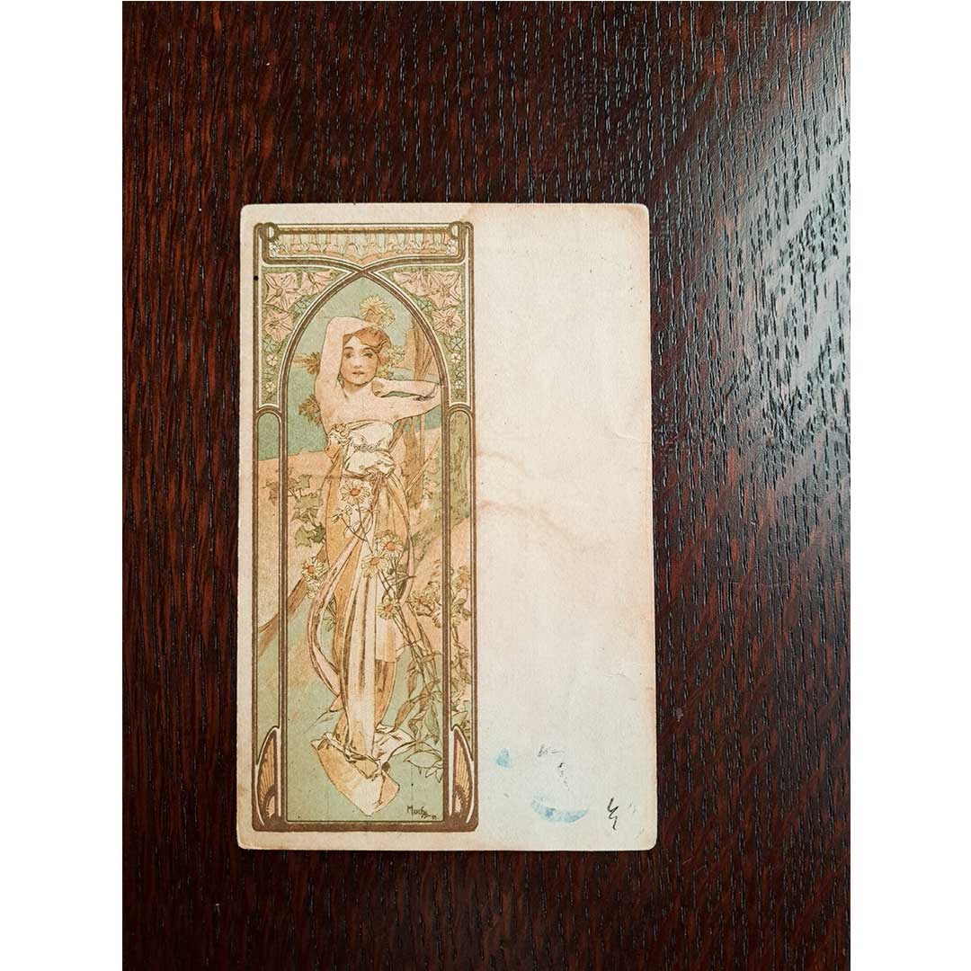 アルフォンス・ミュシャ ≪朝の目覚め≫ 1900年 アンティーク絵はがき