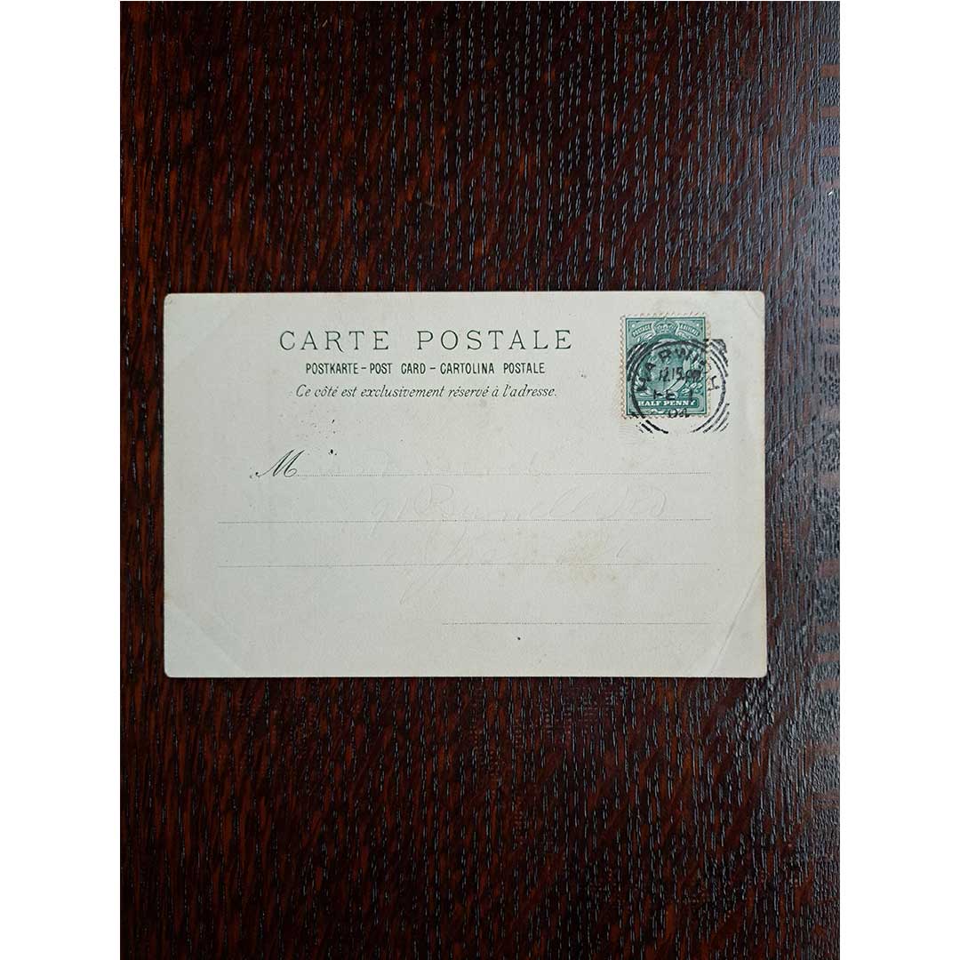 アルフォンス・ミュシャ ≪十二月≫ 1904年消印 アンティーク絵はがき