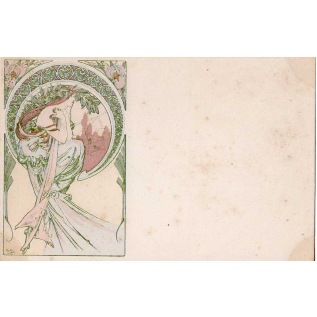 アルフォンス・ミュシャ ≪詩―四芸術≫ 1900年 アンティーク絵はがき