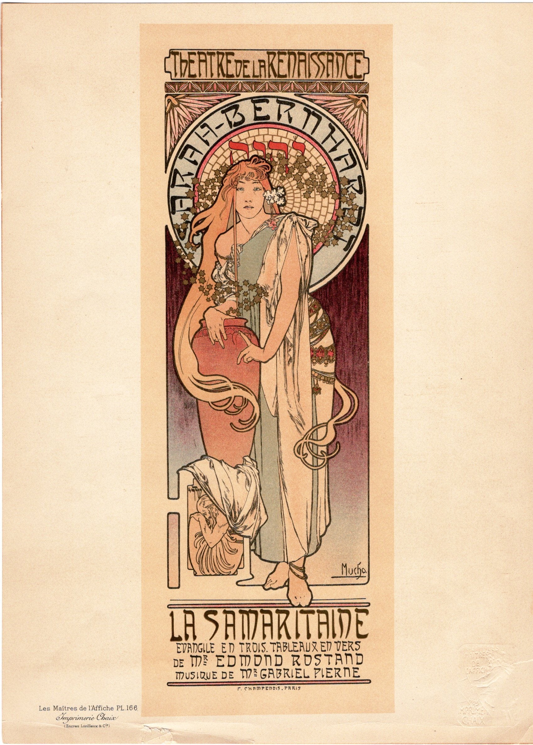 アルフォンス・ミュシャ ≪サマリアの女≫1899年リトグラフ版画のスキャン画像