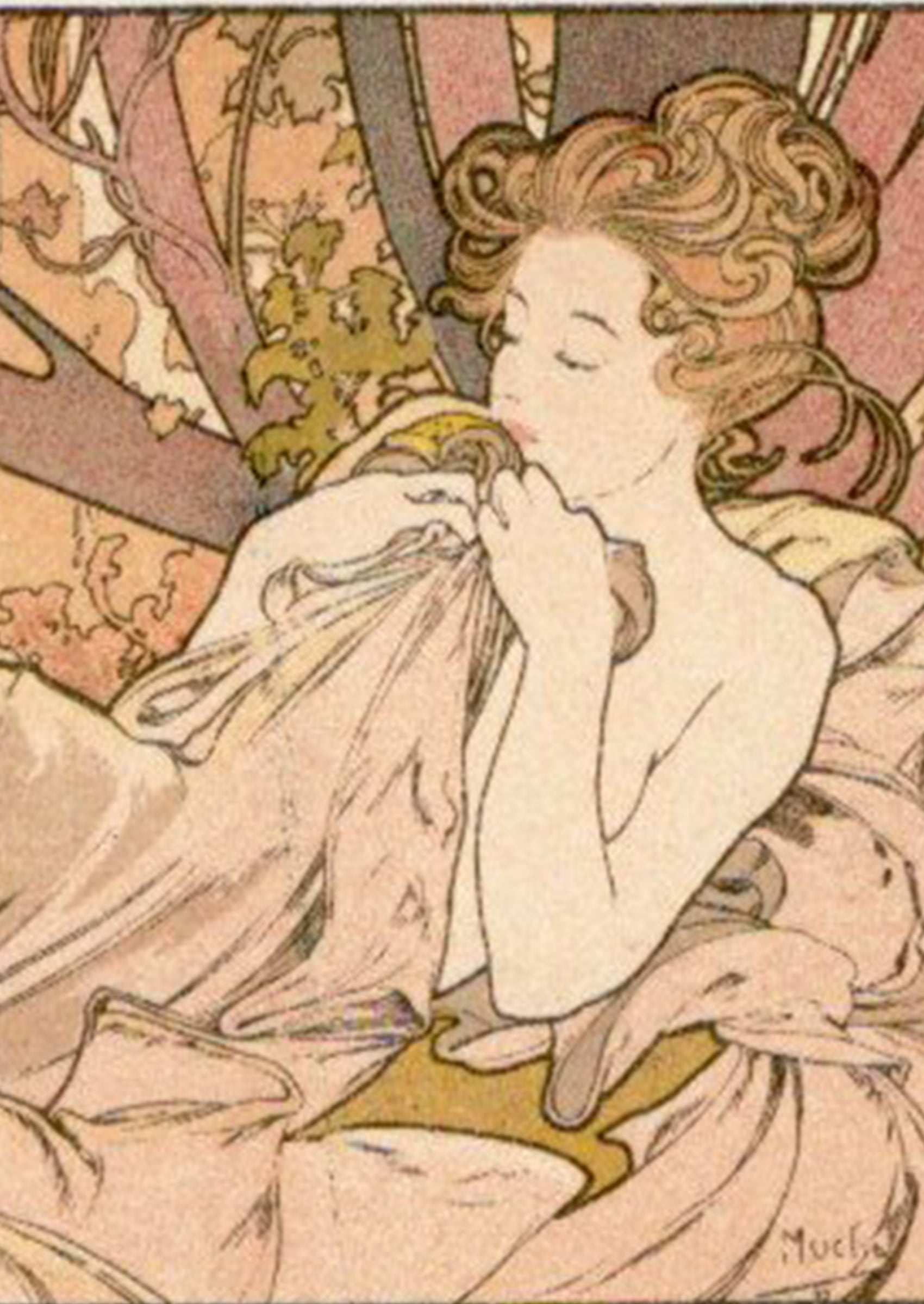 Alphonse Mucha "Twilight" circa 1900 Antique postcard