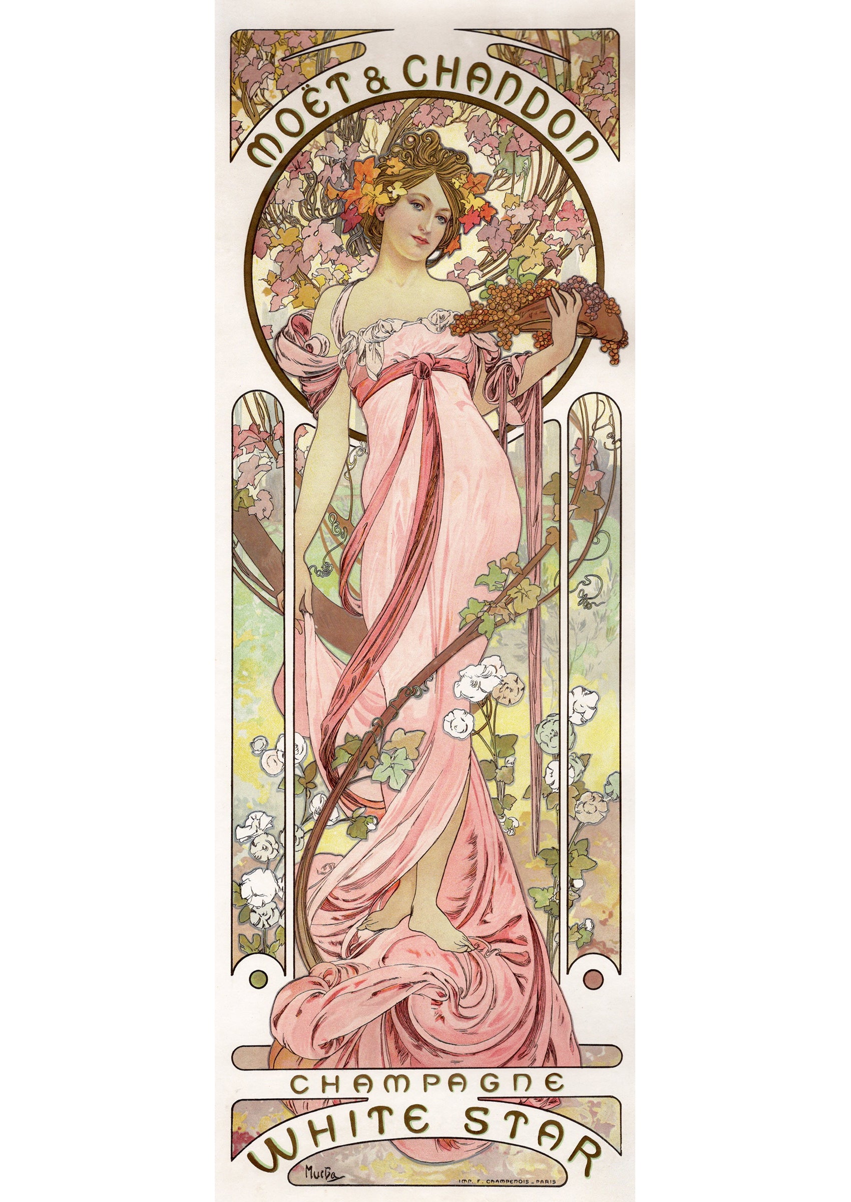 Gravure Ancienne Signée AZÉMA 1909 - Menu Champagne MOËT & CHANDON Avec Pierrot - Pièce Rare