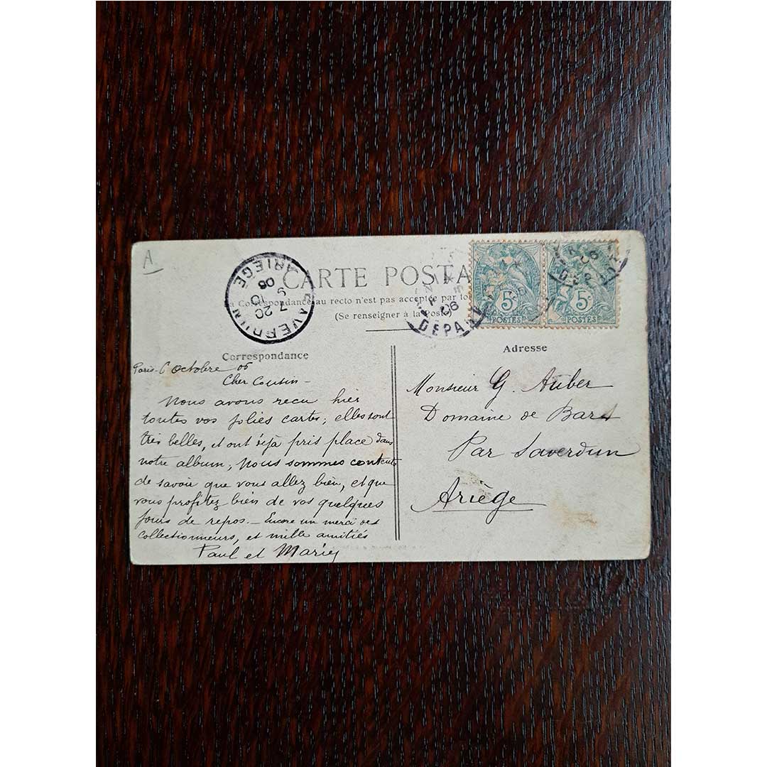 《パリ 雪のサン・ヴァンサン通り》| 1906年消印 アンティーク写真絵はがき