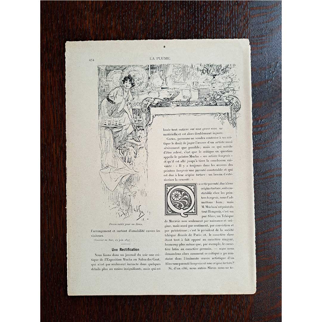 Alphonse Mucha's "Study for Ilse" and "Unpublished Menu"