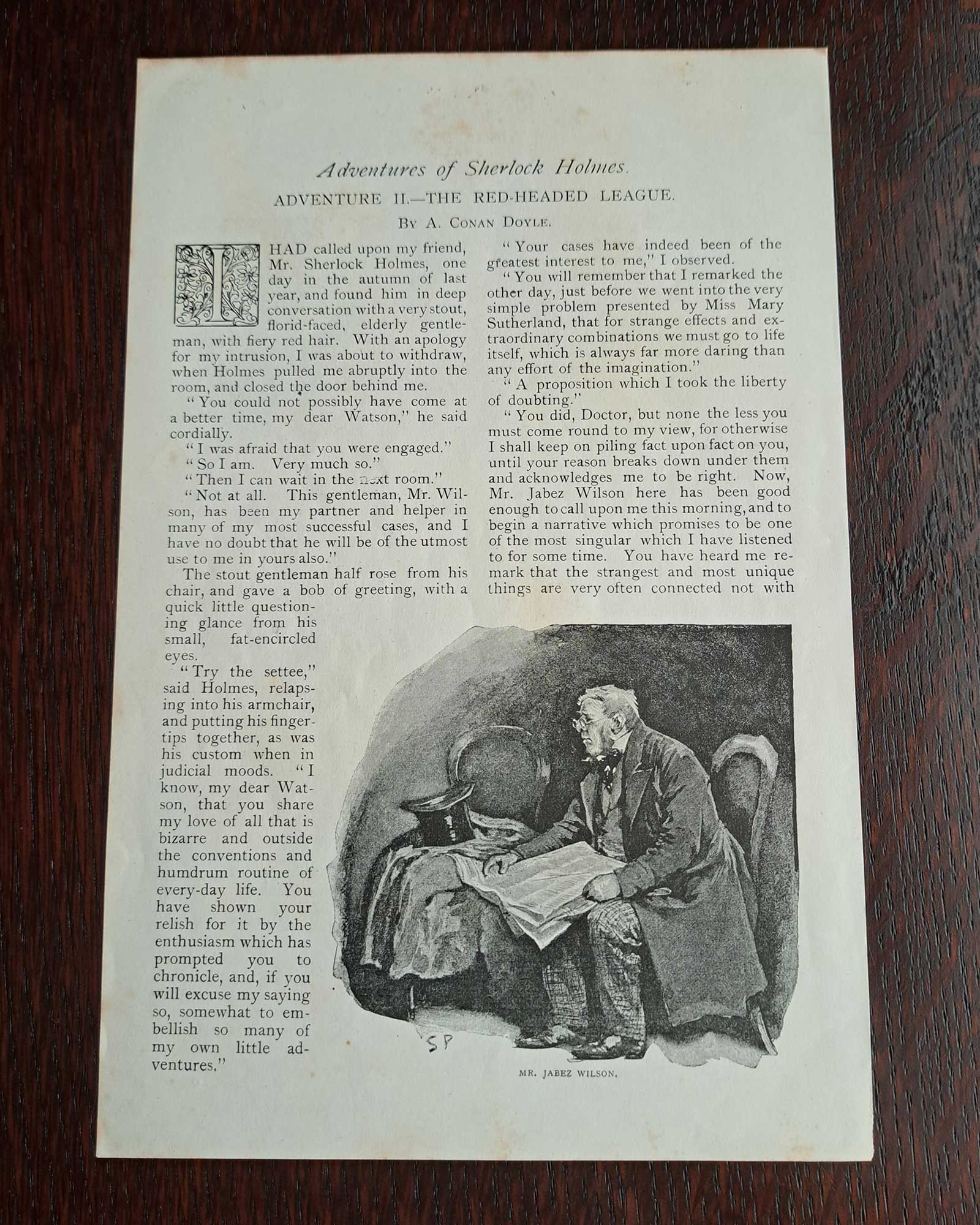 Sherlock Holmes "The Red-Headed League" (title page) / Sidney Paget (1891)