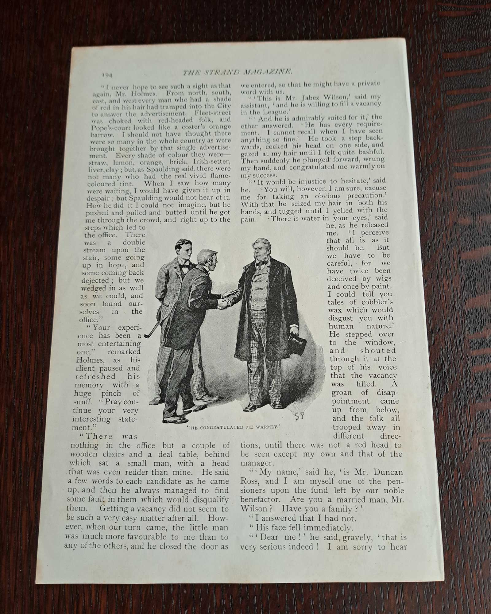 Sherlock Holmes "The Red-Headed League" (Jabez Wilson being invited to join the League) / Sidney Paget (1891)