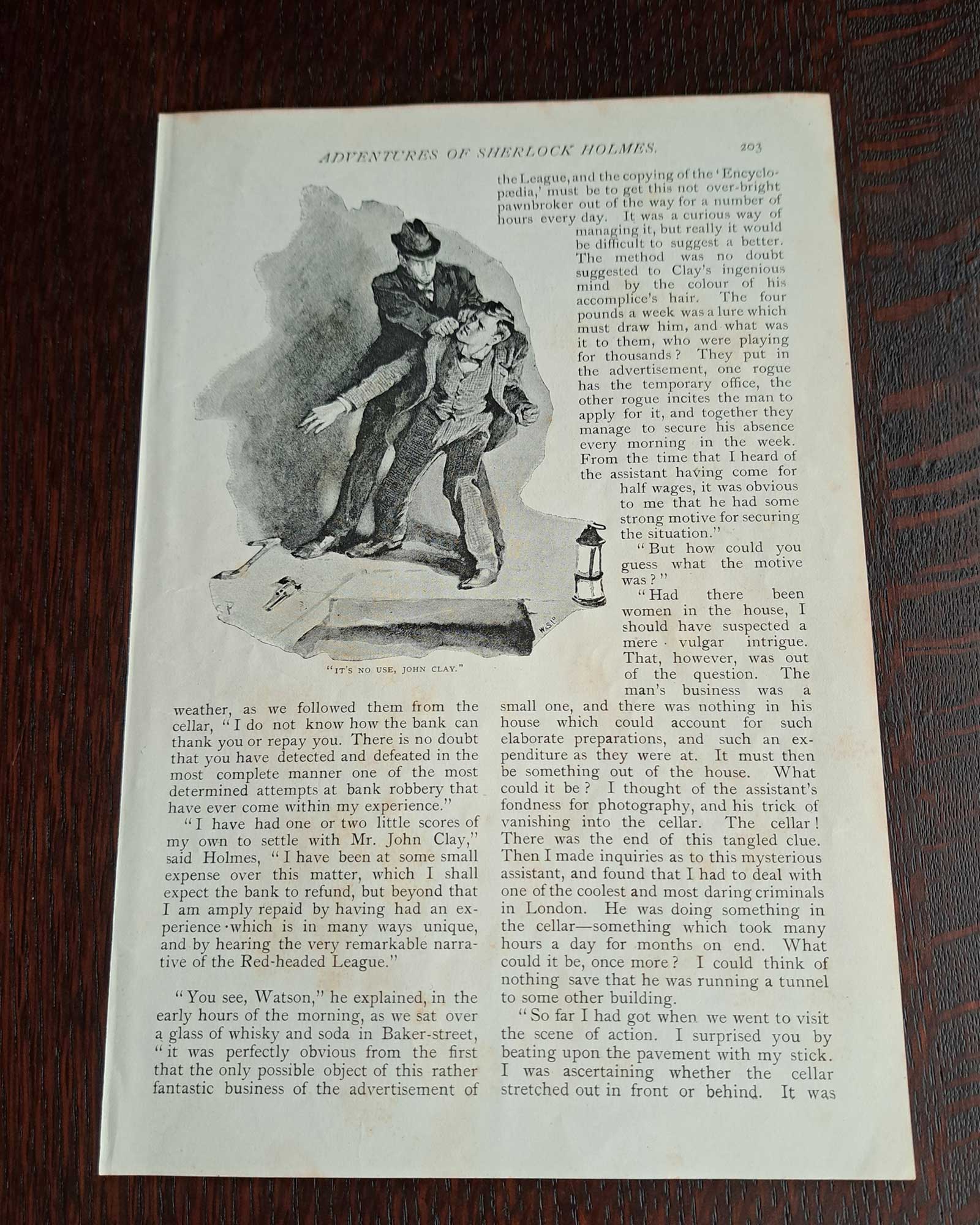 Sherlock Holmes "The Red-Headed League" (It's No Use Resisting, John Clay) / Sidney Paget (1891)