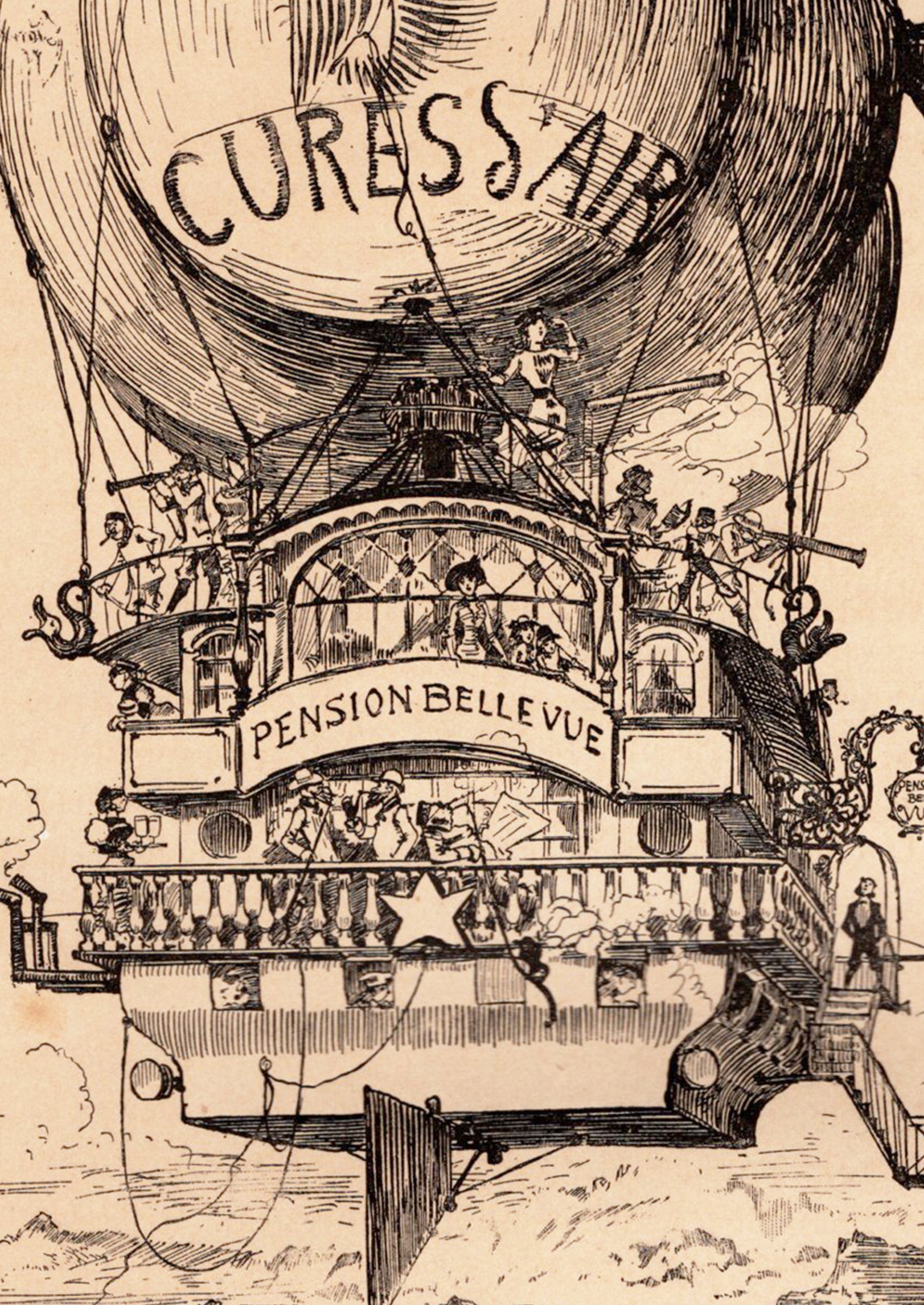 アルベール・ロビダの挿絵≪大気療養船≫『20世紀』療養船拡大図