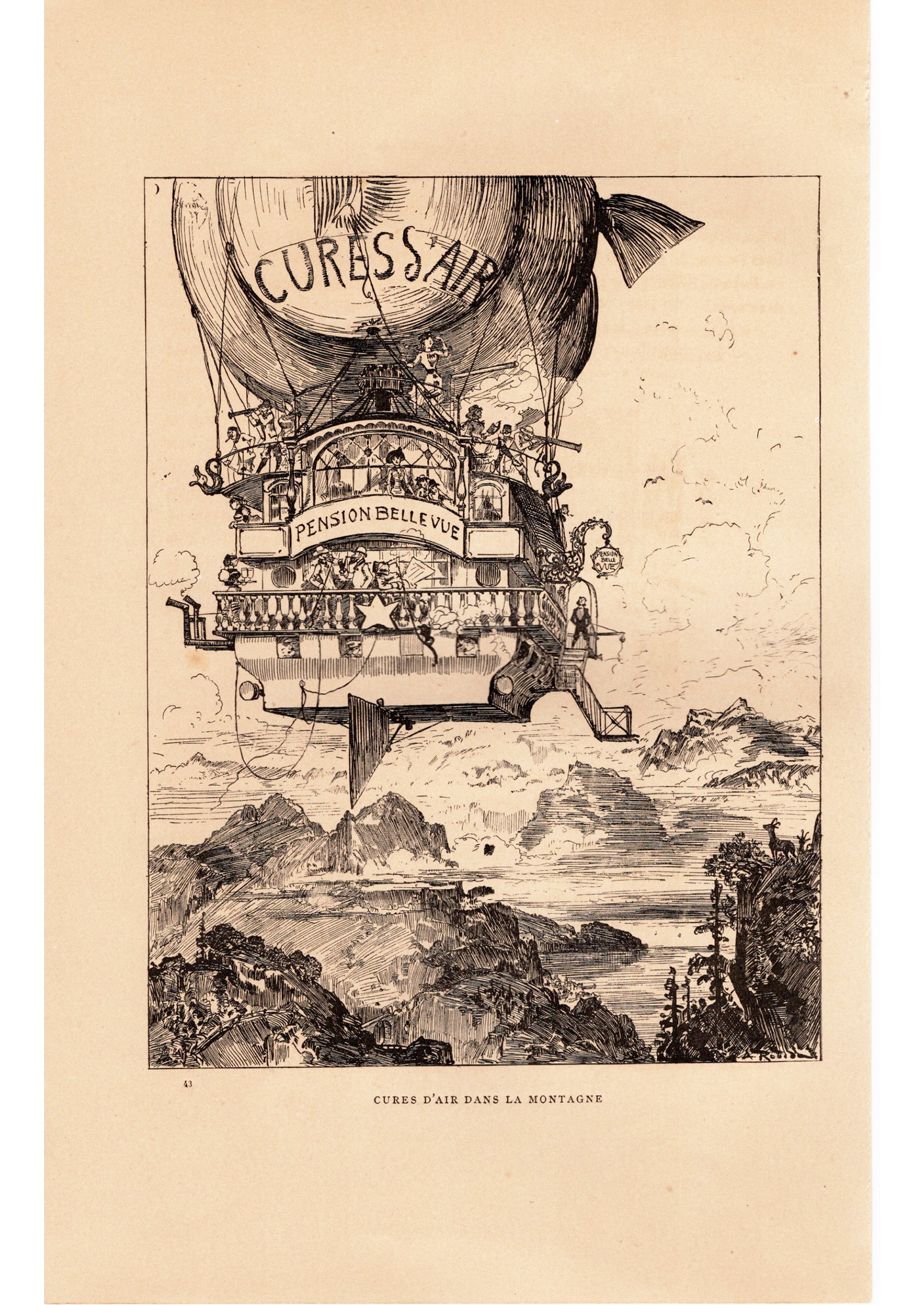 アルベール・ロビダの挿絵≪大気療養船≫『20世紀』スキャン画像