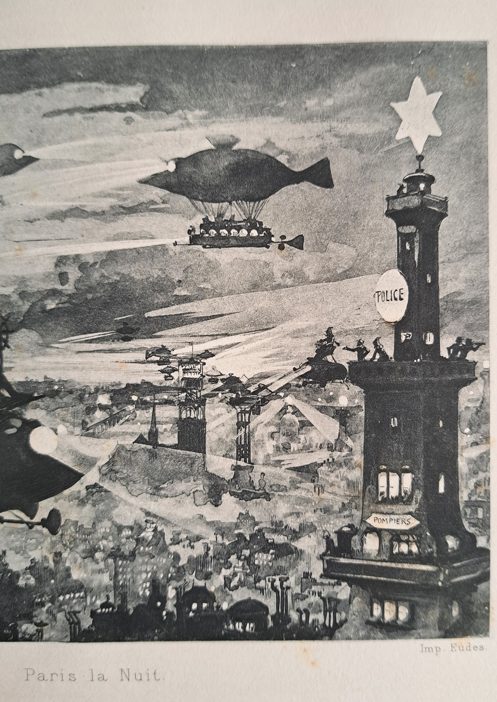 アルベール・ロビダの挿絵≪パリの夜≫『20世紀』右拡大図