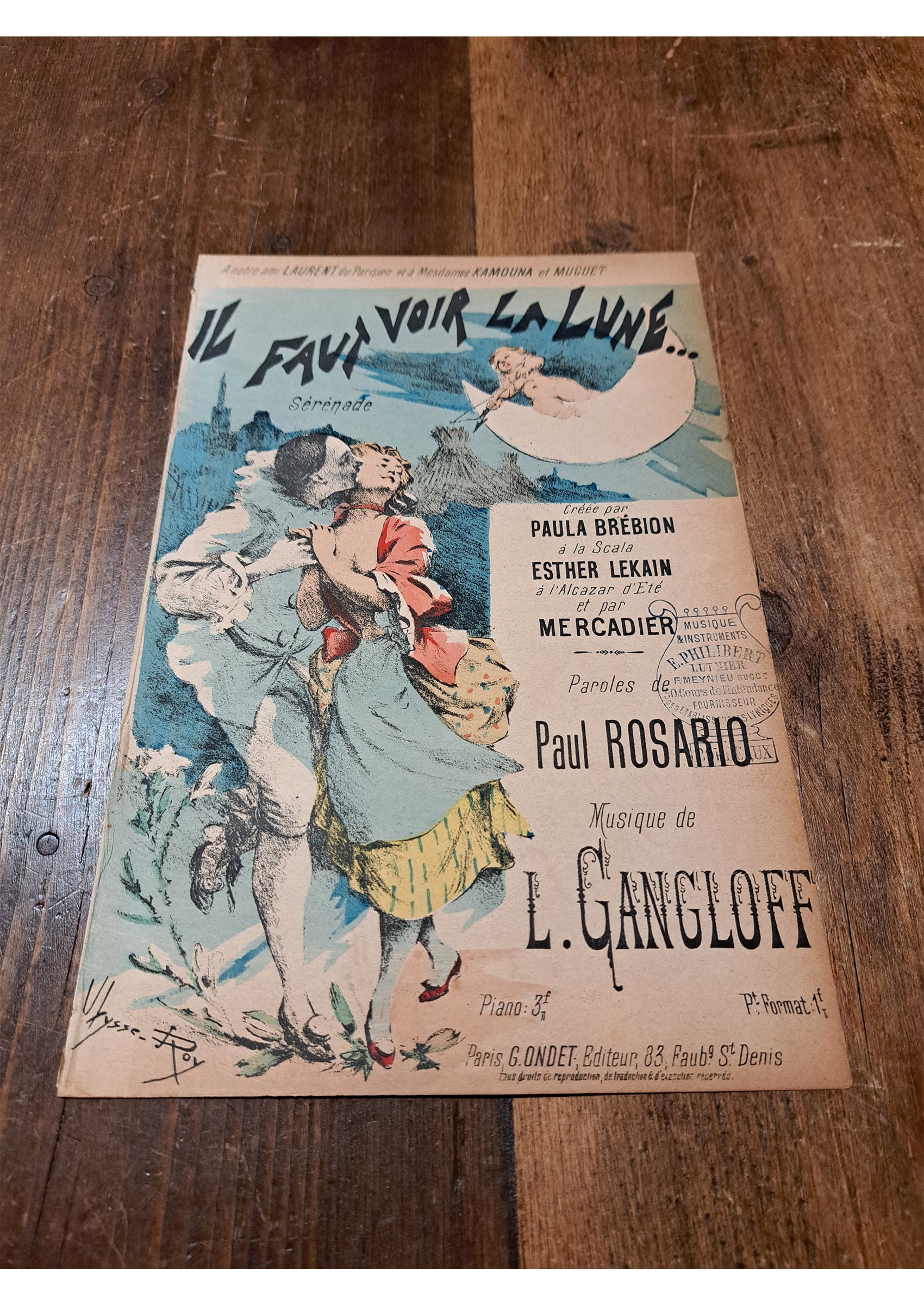 ≪月をみて(Il faut voir la lune)≫ 1893年 シャンソン楽譜