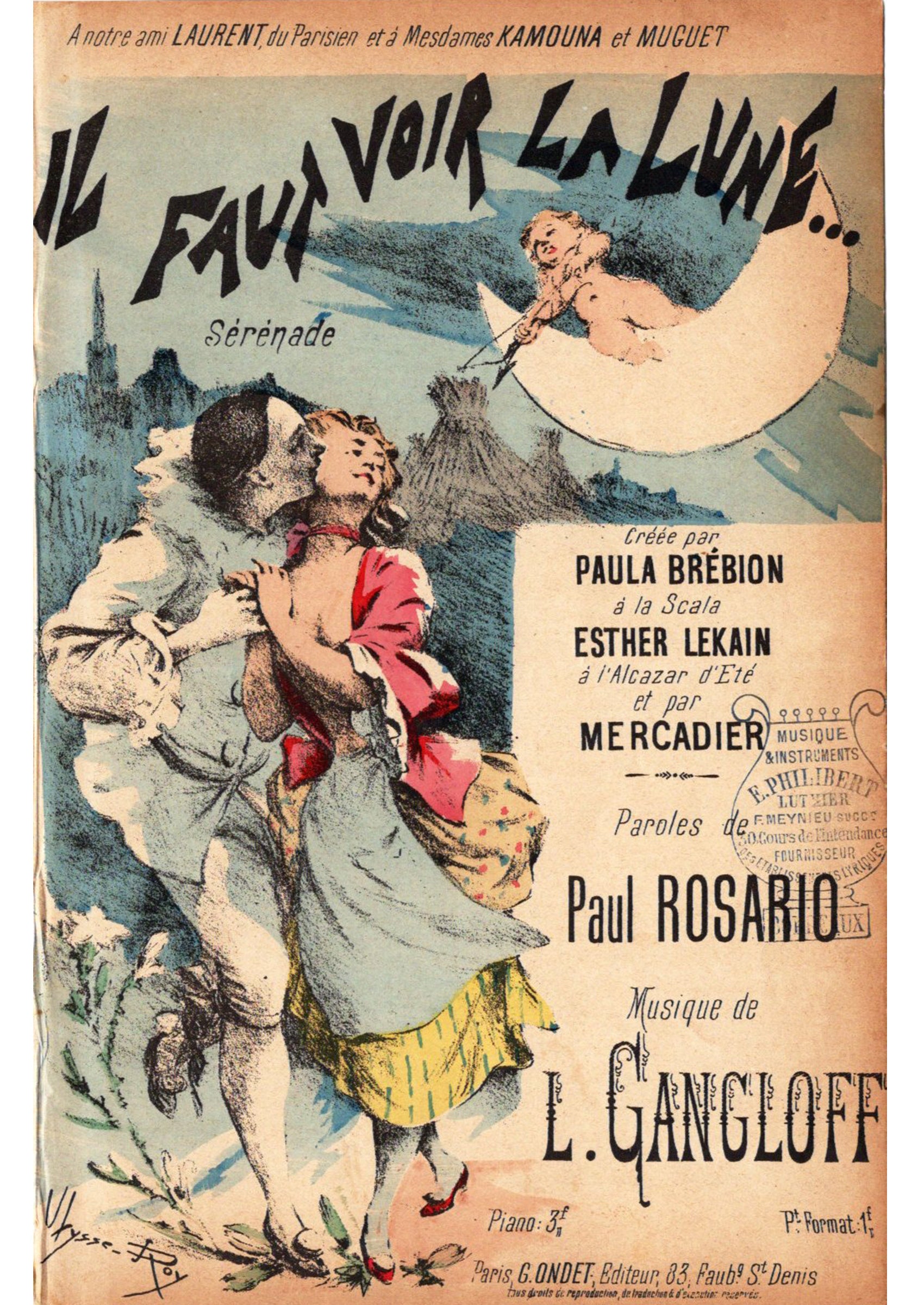 ≪月をみて(Il faut voir la lune)≫ 1893年 シャンソン楽譜