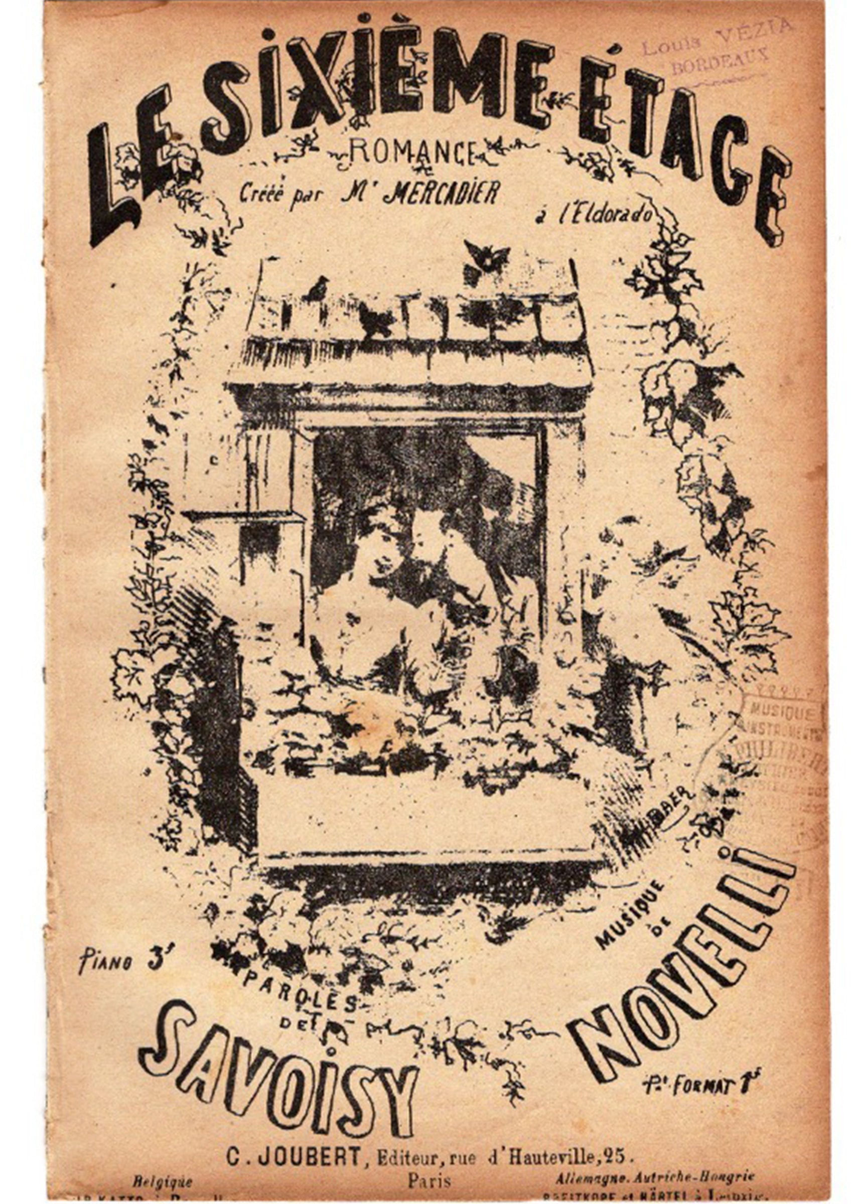 ≪6階(Le Sixième Étage)≫ ca.1900年 シャンソン楽譜