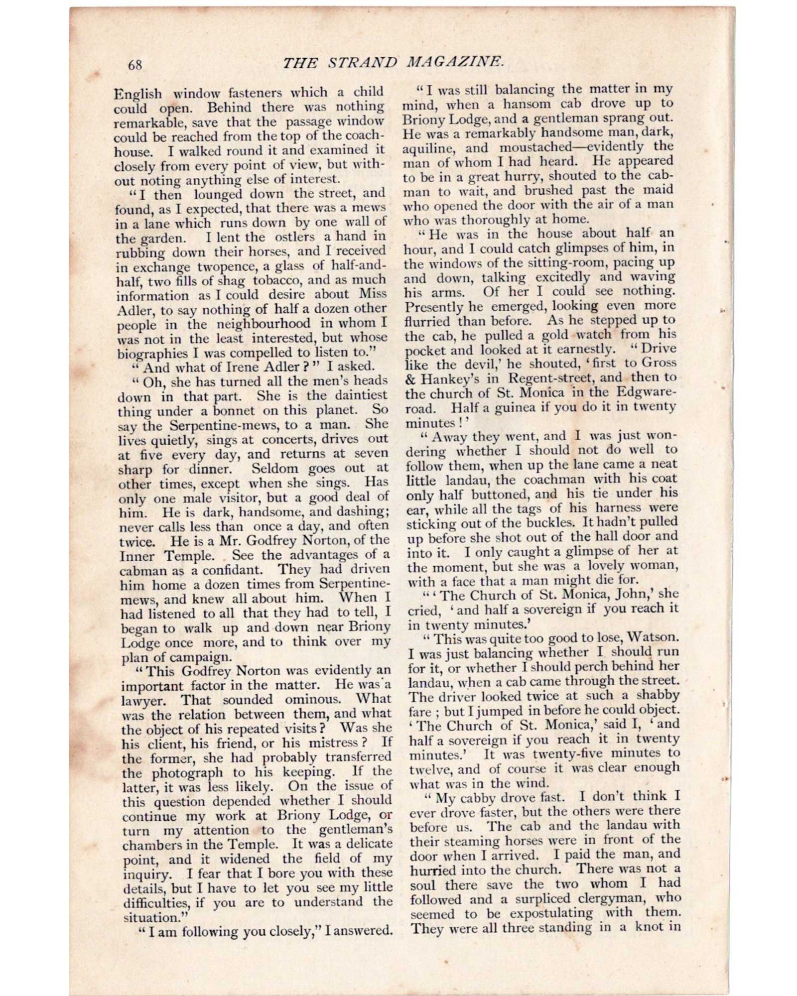 Sherlock Holmes "A Scandal in Bohemia" (Holmes disguised as a stable boy) / Sidney Paget (1891)