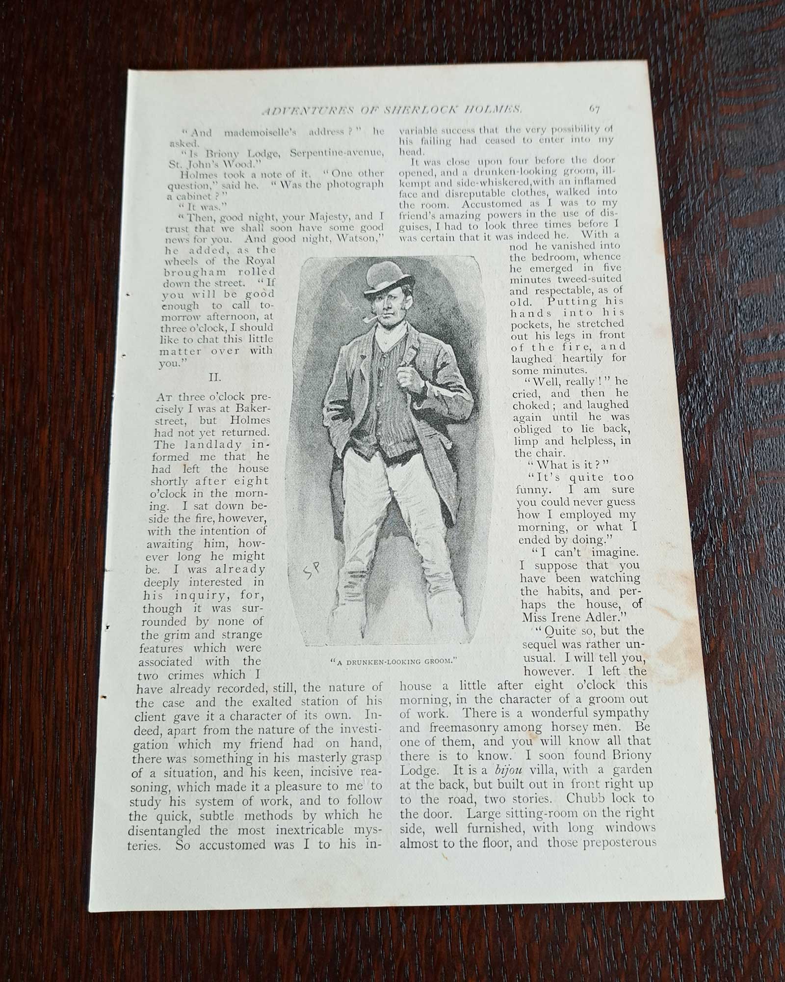 Sherlock Holmes "A Scandal in Bohemia" (Holmes disguised as a stable boy) / Sidney Paget (1891)