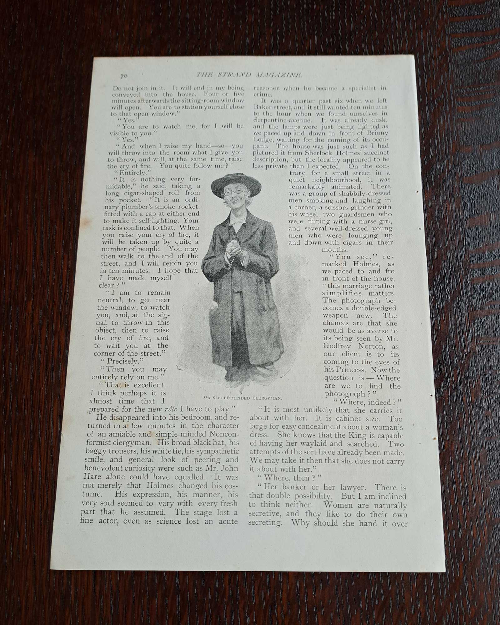 Sherlock Holmes "A Scandal in Bohemia" (Holmes attending Irene's wedding and Holmes disguised as a clergyman) / Sidney Paget (1891)