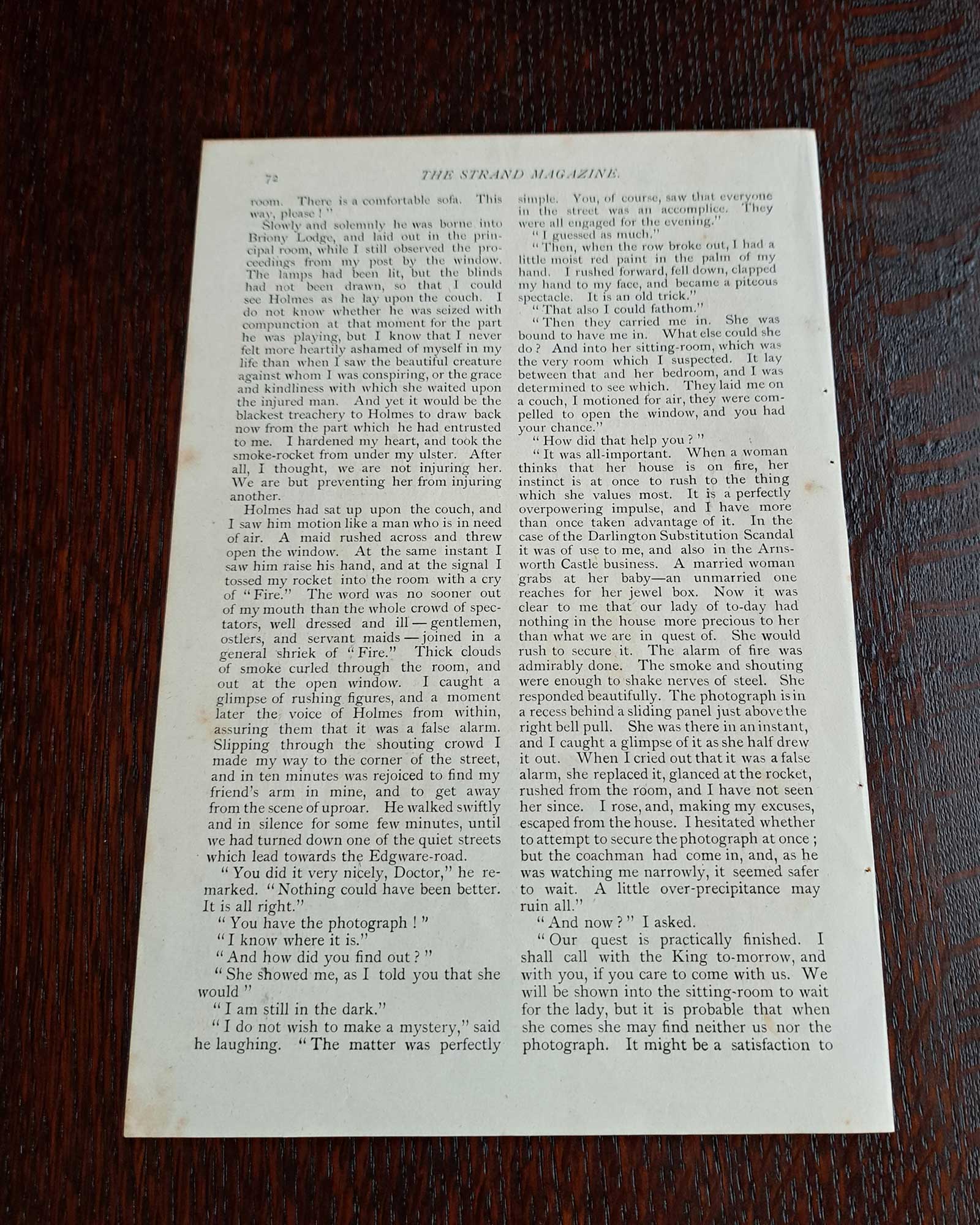 Sherlock Holmes "A Scandal in Bohemia" (disguised Holmes screaming and collapsing) / Sidney Paget (1891)