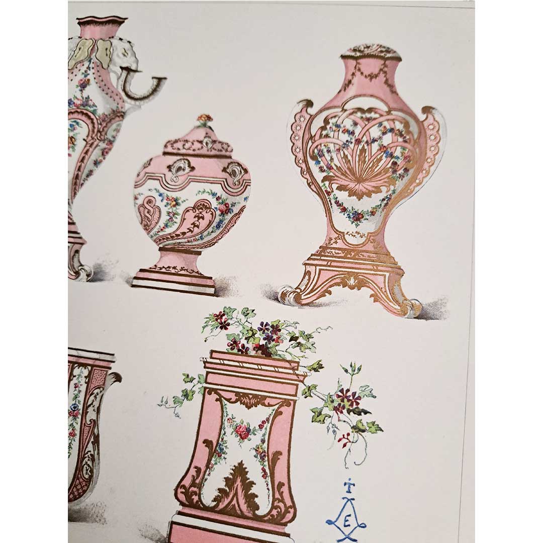 Sèvres soft-paste porcelain plate No. 20 "Five Urns and Vases"