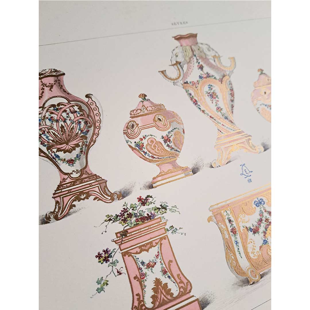 Sèvres soft-paste porcelain plate No. 20 "Five Urns and Vases"