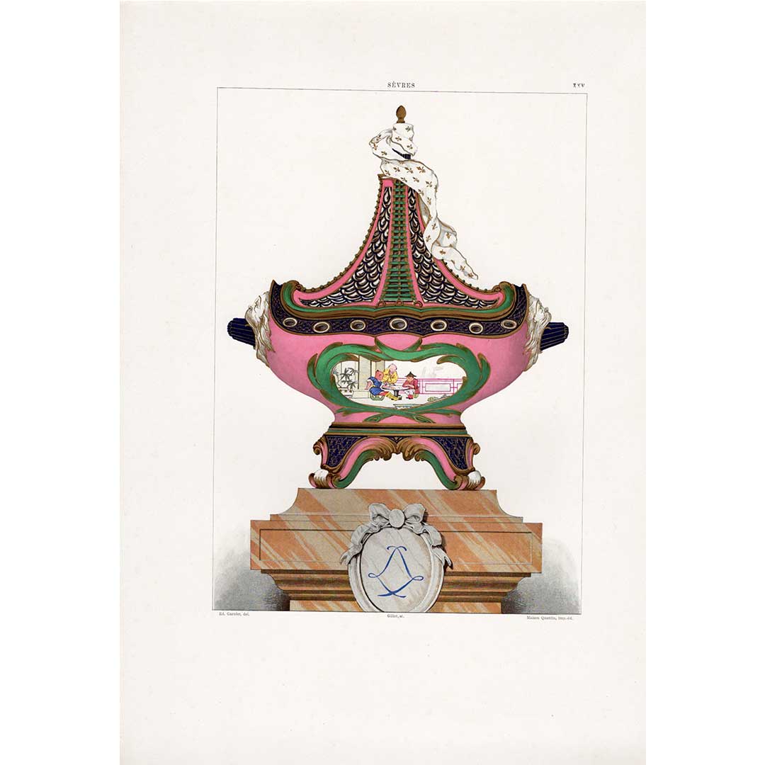 Sèvres soft porcelain plate No. 25 "Vase also called a ship's mast"