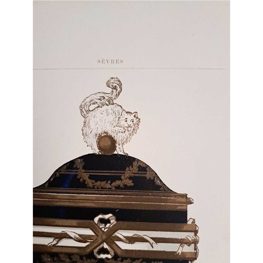 Sèvres soft porcelain "Vase decorated with animals - cats, dogs and birds" plate no. 33