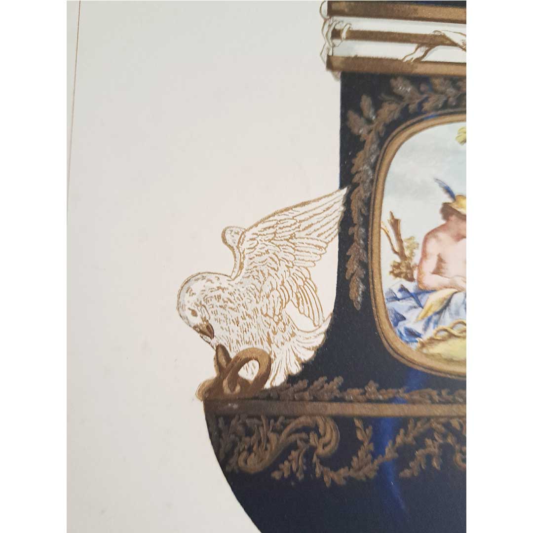 Sèvres soft porcelain "Vase decorated with animals - cats, dogs and birds" plate no. 33