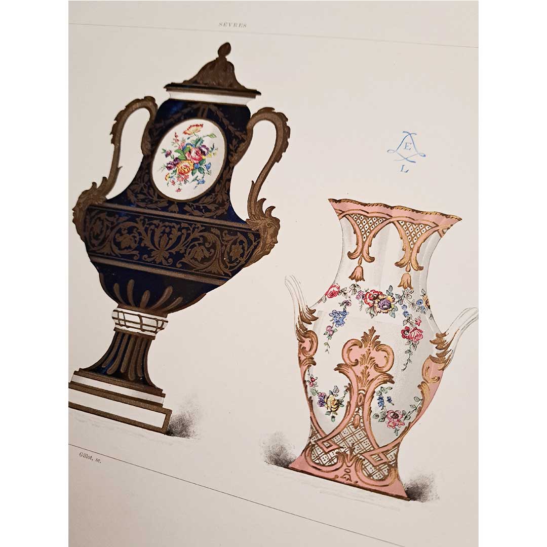 Sèvres soft-paste porcelain "Vase and flower pot" plate No. 36