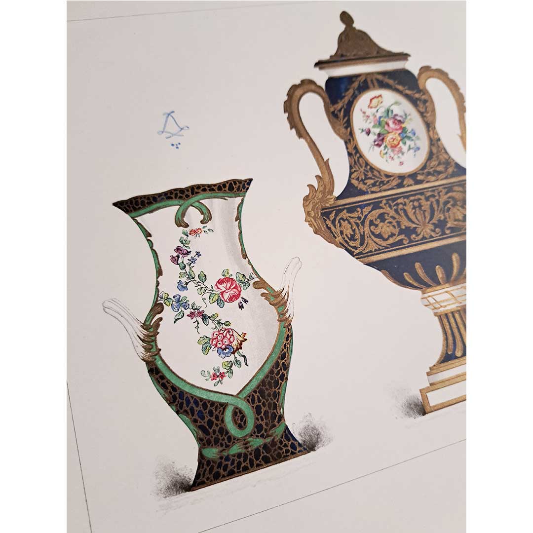 Sèvres soft-paste porcelain "Vase and flower pot" plate No. 36