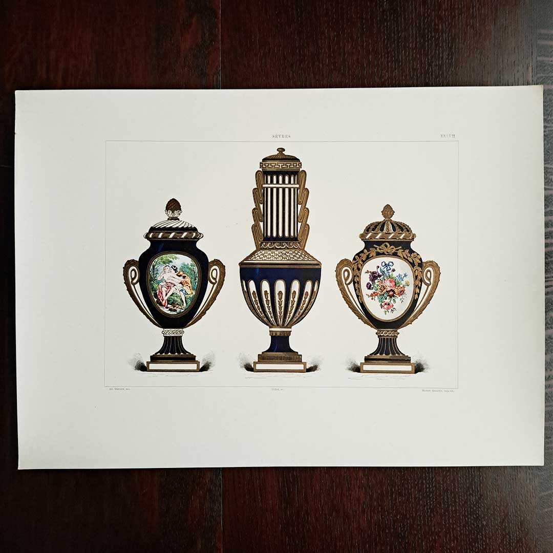 Sèvres soft porcelain "Three Vases" plate No. 37