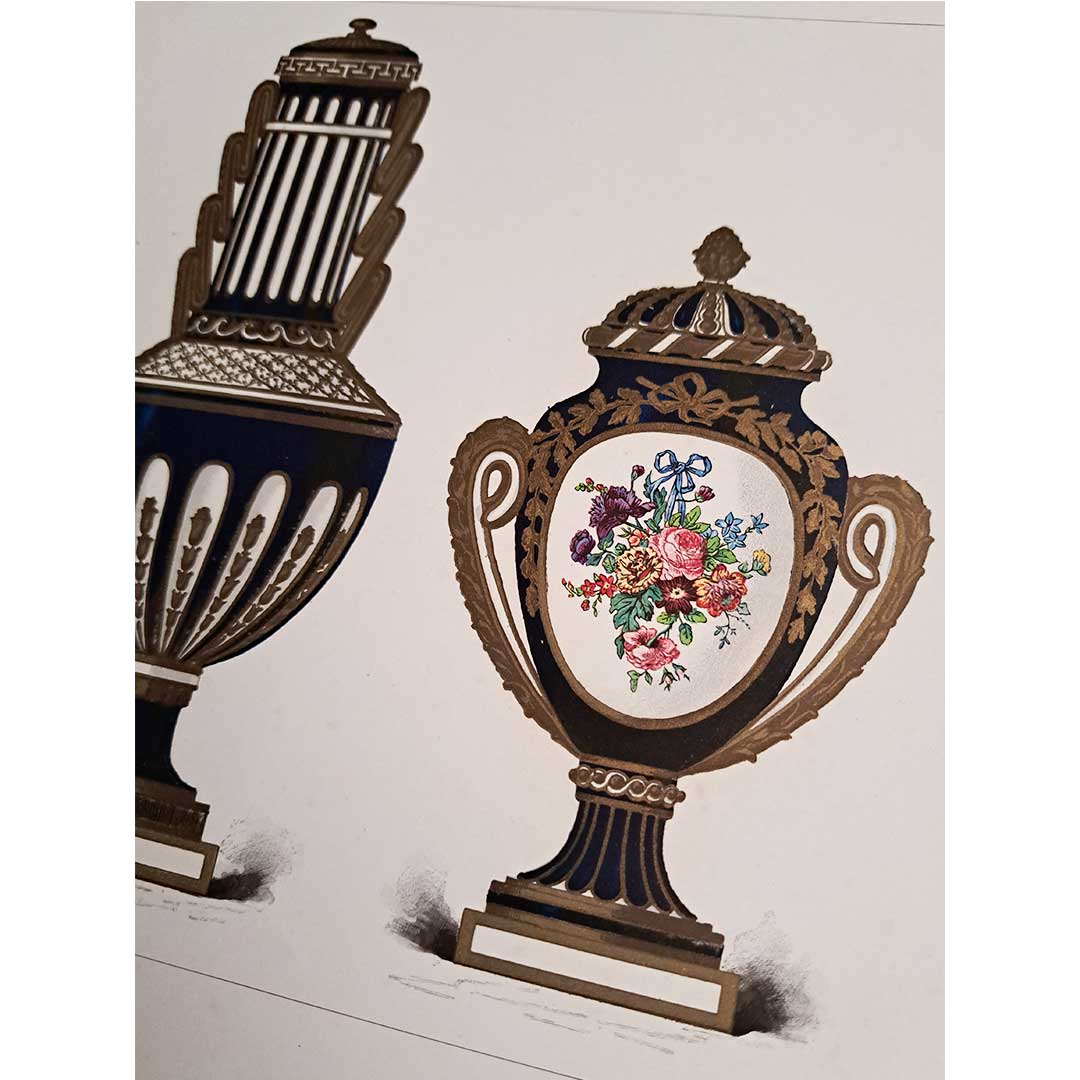 Sèvres soft porcelain "Three Vases" plate No. 37