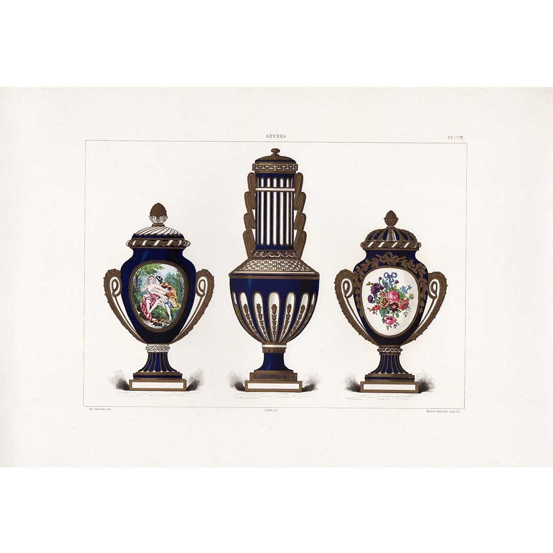 Sèvres soft porcelain "Three Vases" plate No. 37