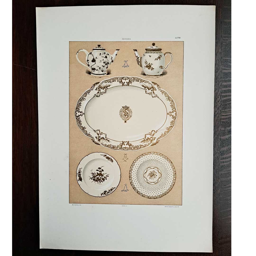 Sèvres soft porcelain "White and gold tableware" plate No. 47