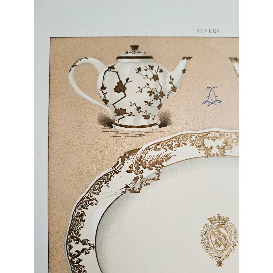 Sèvres soft porcelain "White and gold tableware" plate No. 47