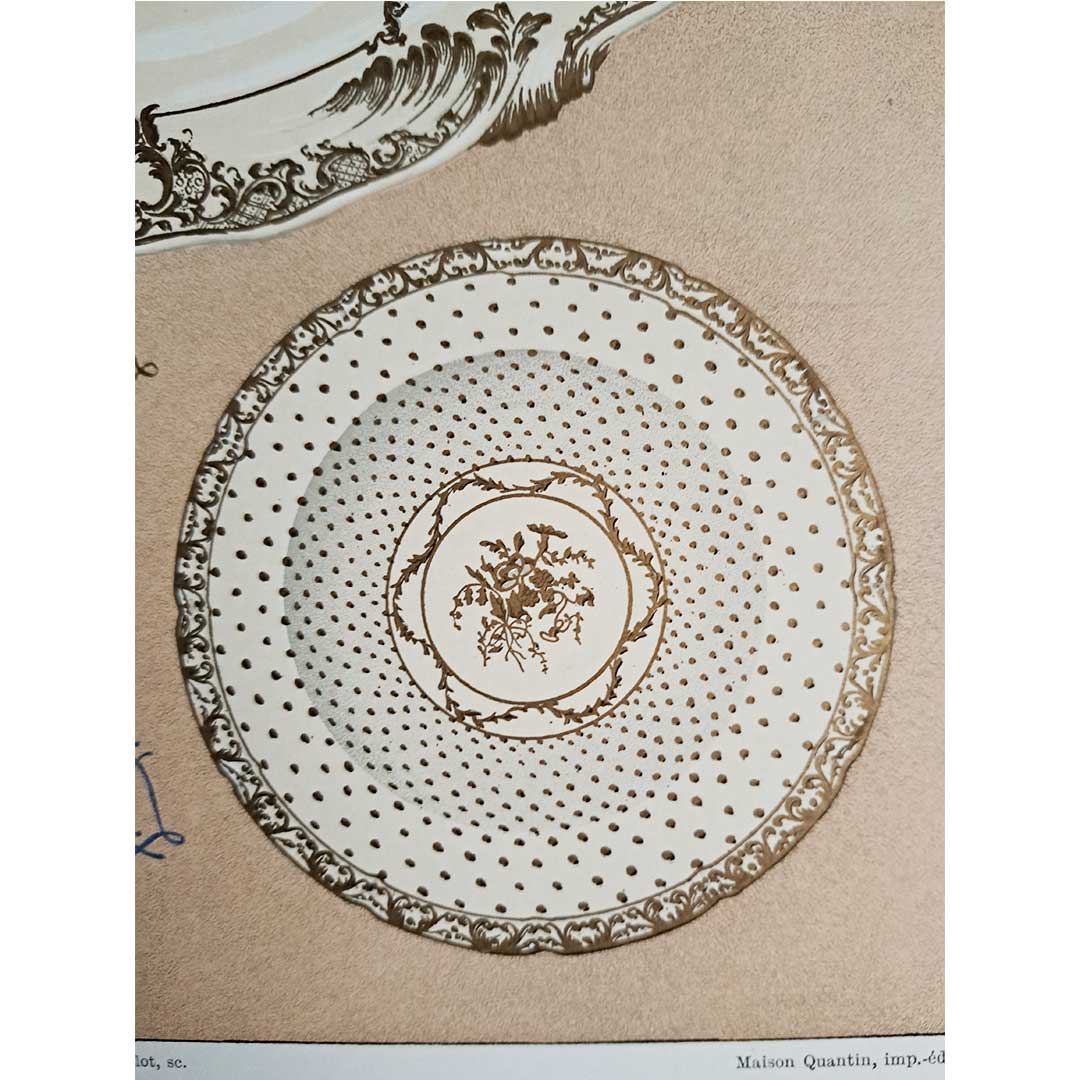 Sèvres soft porcelain "White and gold tableware" plate No. 47