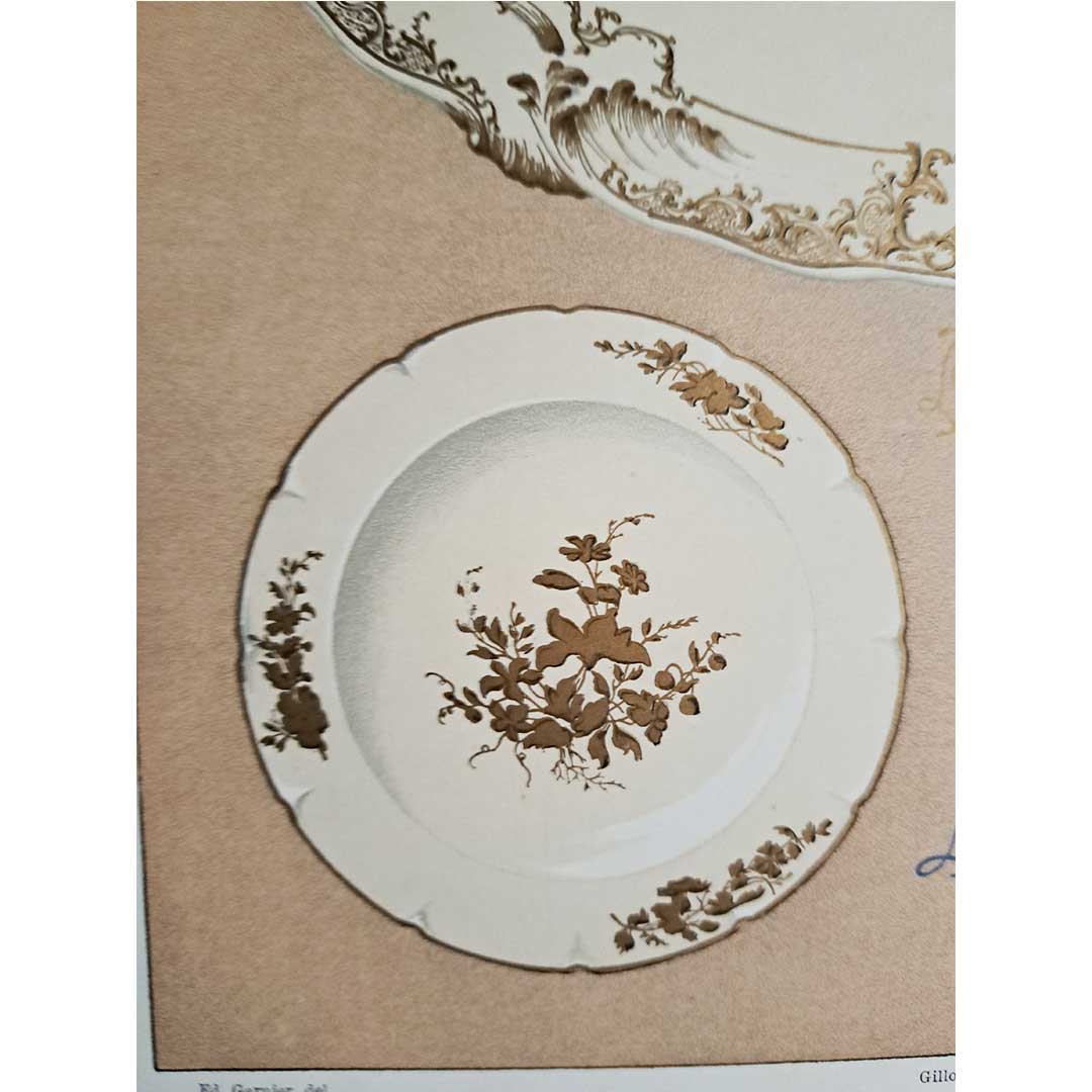 Sèvres soft porcelain "White and gold tableware" plate No. 47