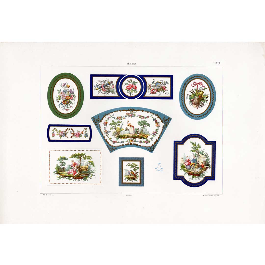 Sèvres soft porcelain "Decorative furniture plates" Plate No. 48